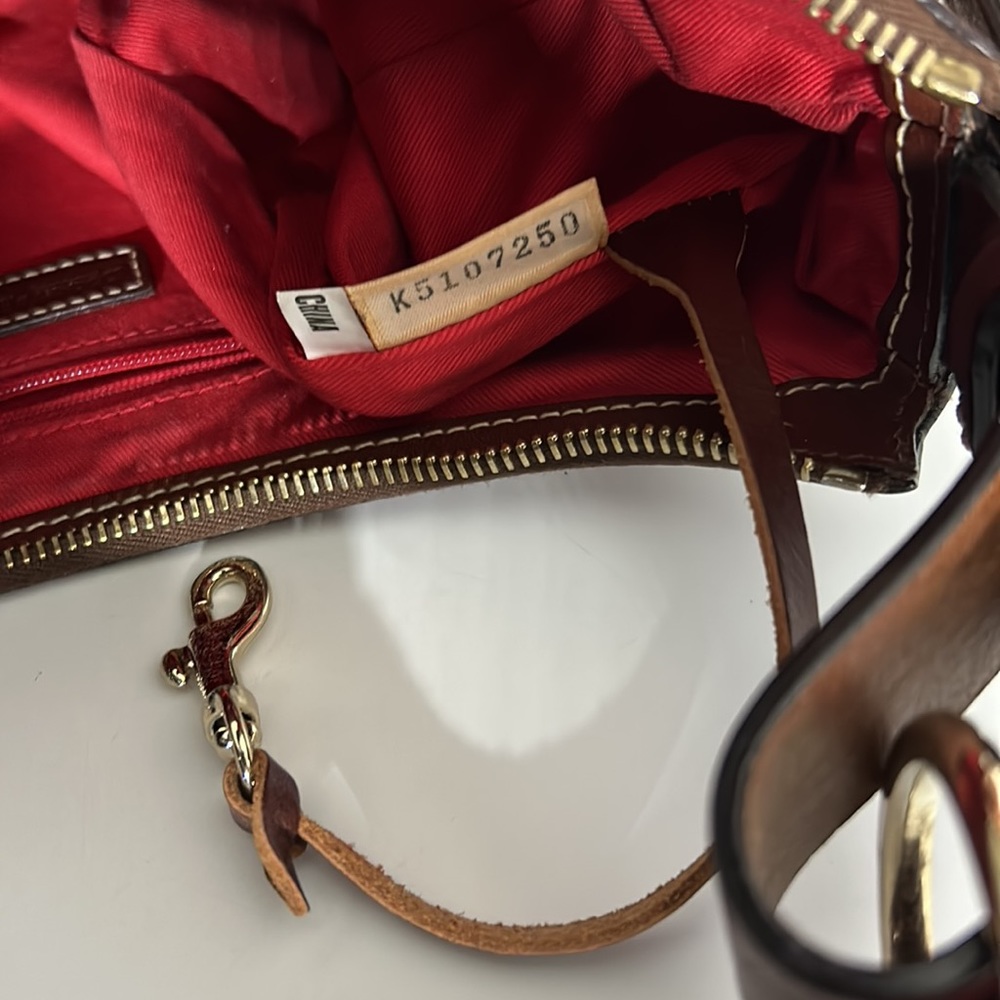 Dooney & Bourke  Monogram Satchel Signature Brown Leather/Canvas Shoulder Bag - Picture 10 of 16